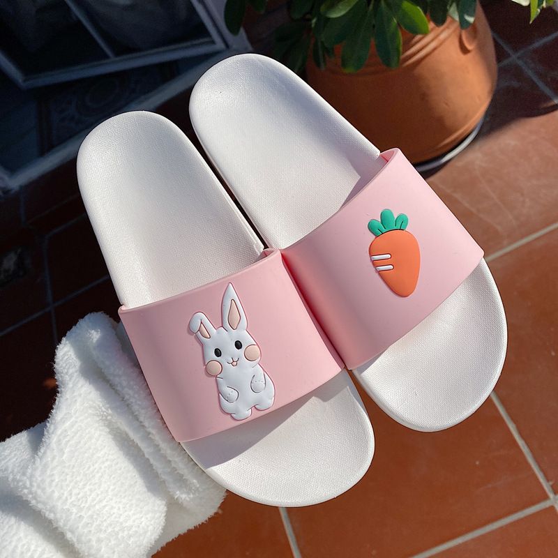 可爱防水防滑超软塑料拖鞋 小兔子粉色