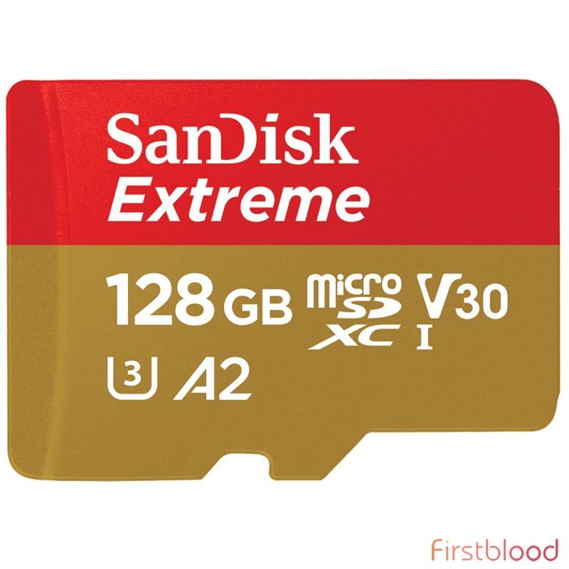 闪迪 Extreme 128GB MicroSD TF卡 SDHC SQXAF V30 U3 C10 A1 UHS-1 160MB/s R 90MB/s W 带SD适配器