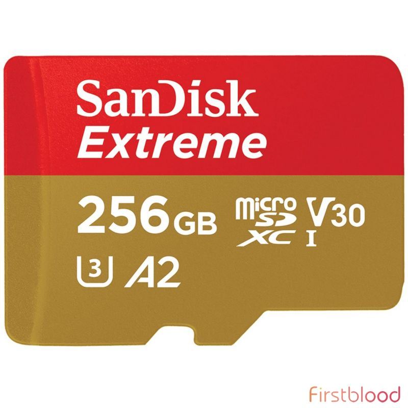 闪迪 Extreme 256GB MicroSD TF卡 SDHC SQXAF V30 U3 C10 A1 UHS-1 160MB/s R 90MB/s W 带SD适配器