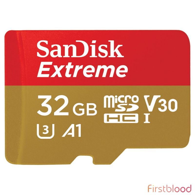 闪迪 Extreme 32GB MicroSD TF卡 SDHC V30 U3 C10 A1 UHS-1 100MB/s R 60MB/s W 带SD适配器