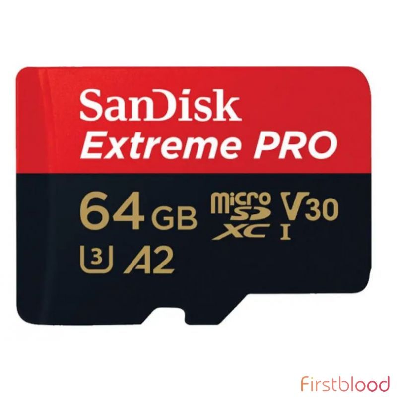 闪迪 Extreme Pro 64GB MicroSD TF卡 SDHC SQXCG 170MB/s 90MB/s V30 U3 C10 UHS-1 带SD适配器 防水防高温防X射线