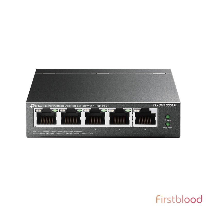 TP-Link TL-SG1005LP 5-Port 10/100/1000 Mbps Desktop 交换机 with 4-Port PoE+
