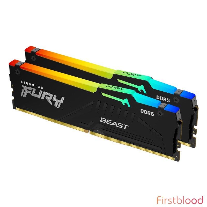 Kingston FURY Beast RGB 32GB (2x 16GB) DDR5 5200MHz 内存 - 黑色