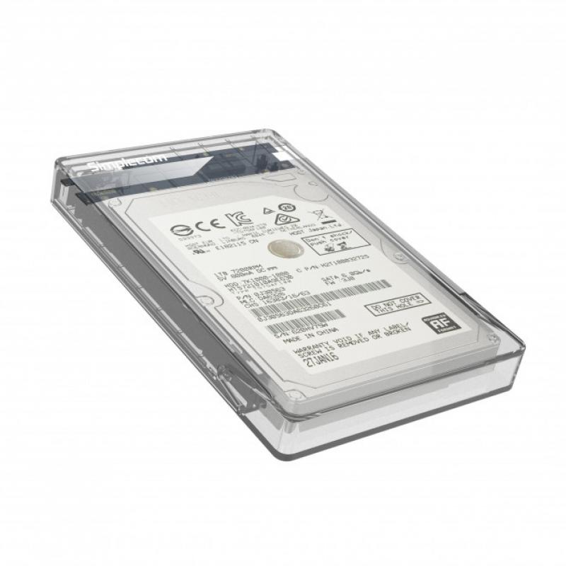 Simplecom SE203 Tool Free 2.5\' SATA HDD SSD to USB 3.0 Hard Drive Enclosure - Clear Enclosure