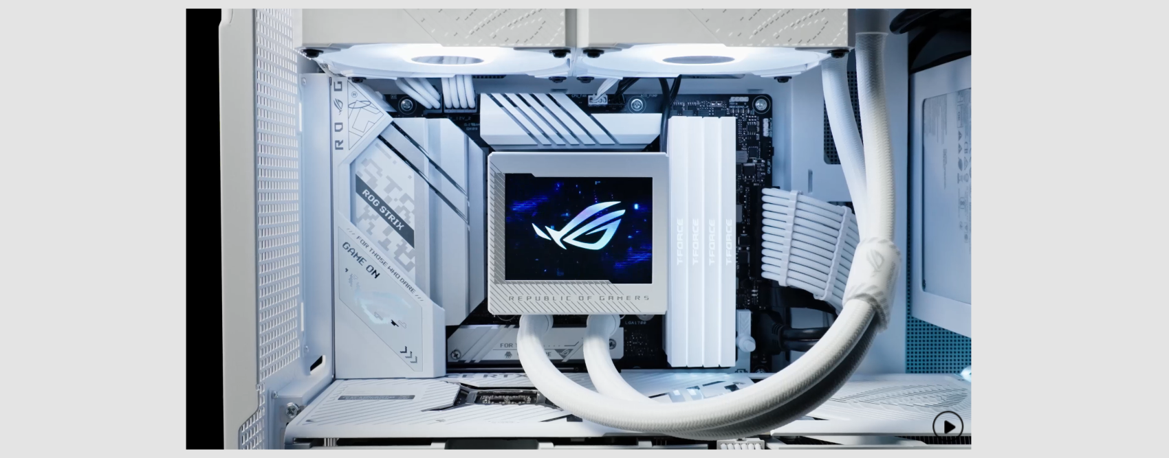 A large marketing image providing additional information about the product ASUS ROG Ryujin III 240 ARGB 240mm AIO CPU Cooler - White - Additional alt info not provided
