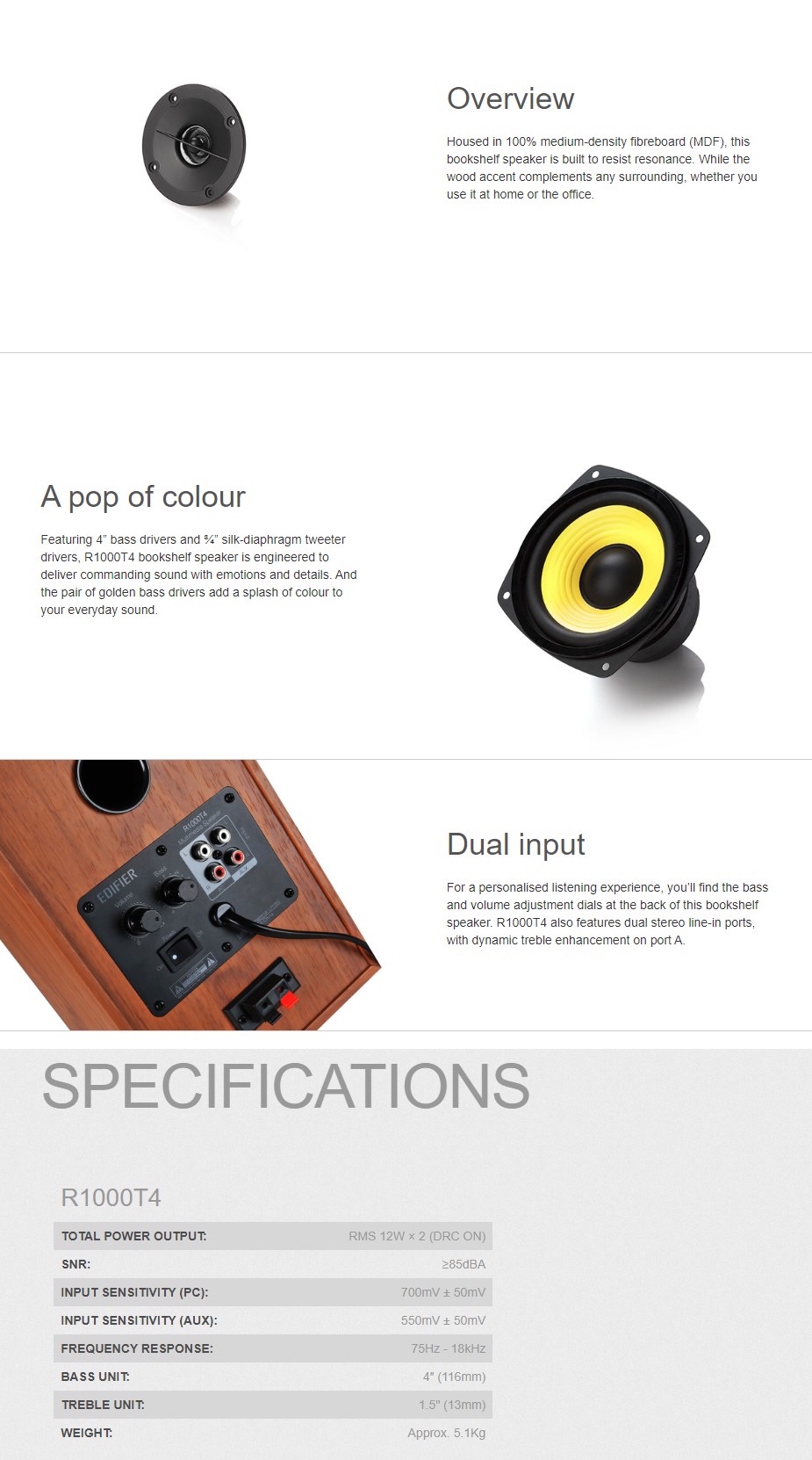 Edifier R1000T4 2.0 Bookshelf Speaker - Black - Overview 1
