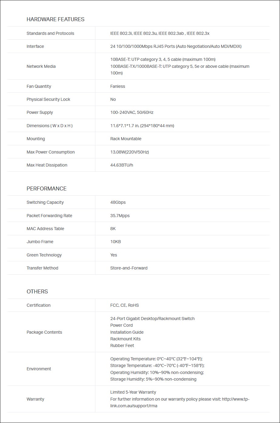 TP-LINK TL-SG1024D 24 Port Gigabit Desktop / Rackmount Switch - Metal Housing - Overview 2