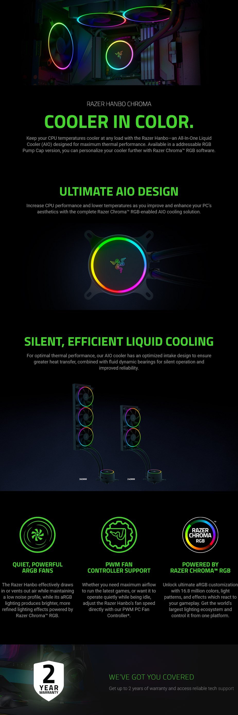 Razer Hanbo Chroma RGB 240MM AIO Liquid CPU Cooler - Overview 2