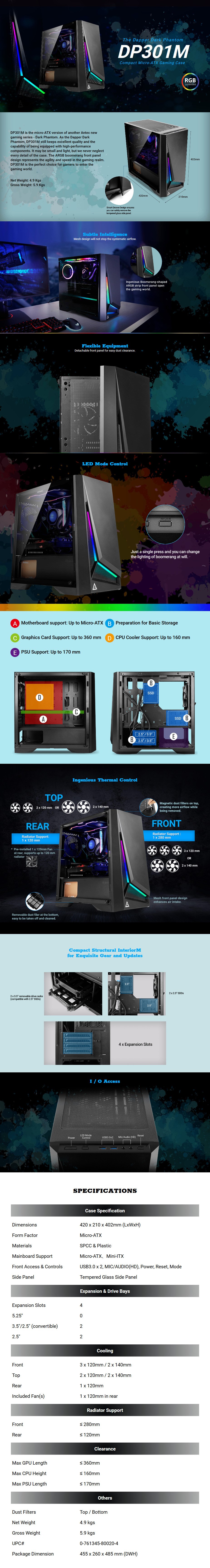 Antec DP301MA RGB Tempered Glass Compact Micro-ATX Case - Desktop Overview 1