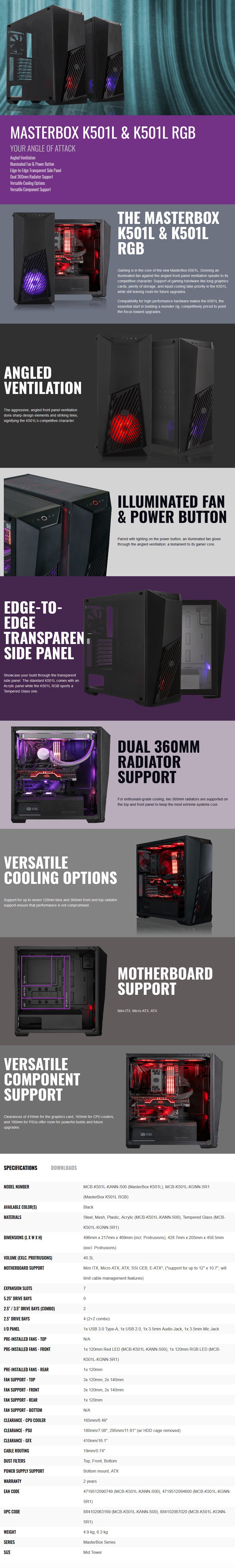 Cooler Master MasterBox K501L RGB Tempered Glass Mid-Tower ATX Case - Black - Overview 1