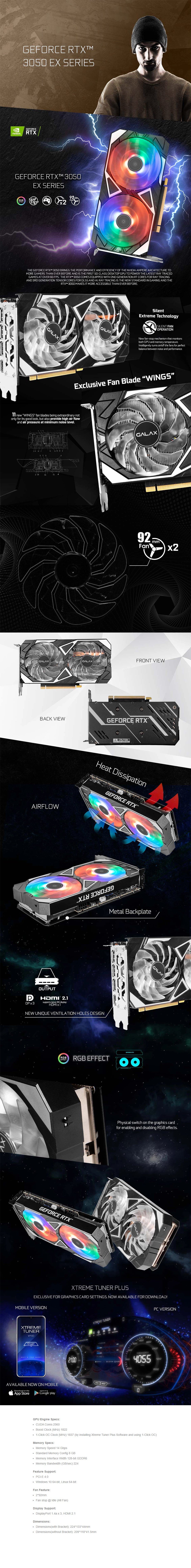 GALAX GeForce RTX 3050 8GB EX 1-Click OC Video Card - Overview 1
