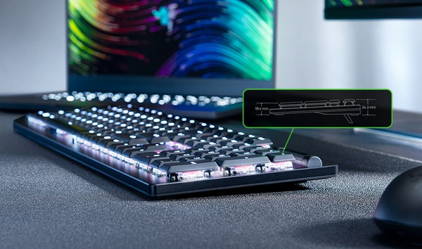 Razer DeathStalker V2 Mechanical Wireless Gaming Keyboard - Linear Optical - Desktop Overview 3