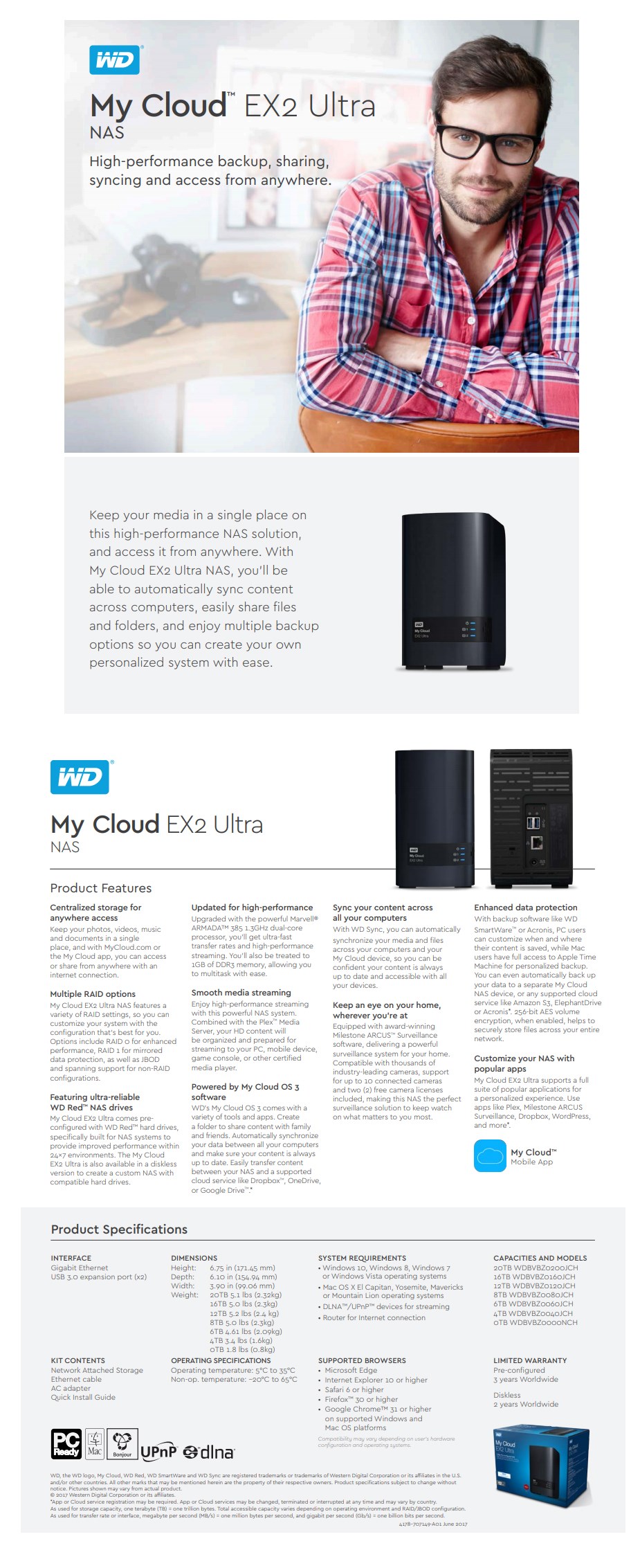 WD My Cloud EX2 Ultra 2-Bay 8TB Hotswap NAS 1.3GHz Dual-Core 1GB RAM - Overview 1