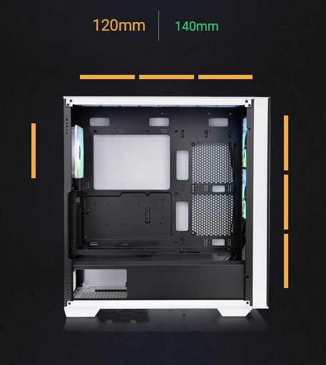 Thermaltake Divider 370 Tempered Glass Mid-Tower ARGB E-ATX Case - Snow - Desktop Overview 14