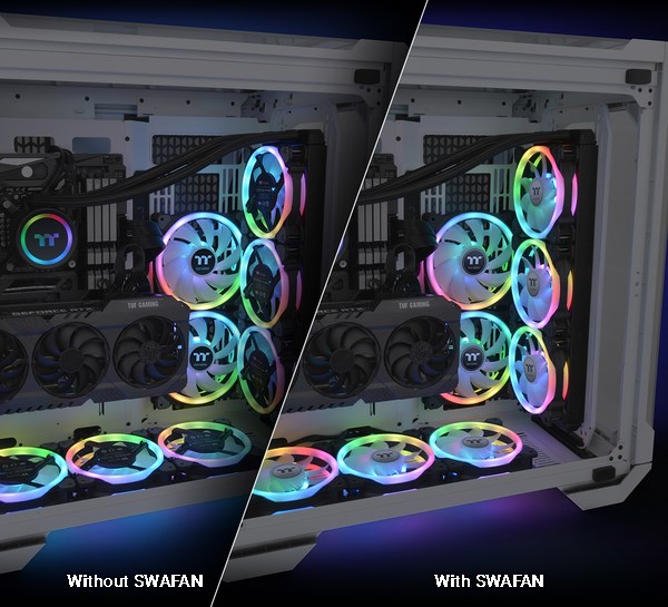 Thermaltake SWAFAN Trio 14 140mm LED RGB Radiator Fans - 3 Pack - Desktop Overview 4