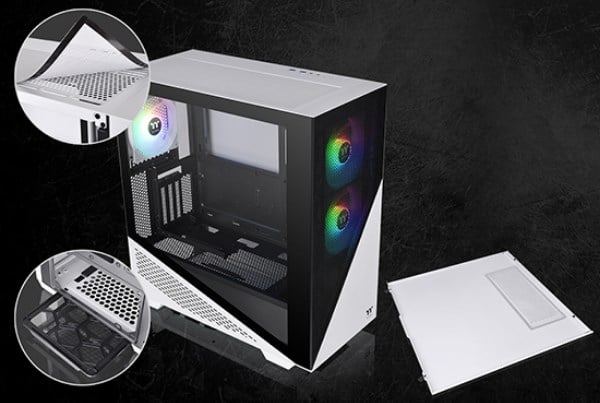 Thermaltake Divider 370 Tempered Glass Mid-Tower ARGB E-ATX Case - Snow - Desktop Overview 6