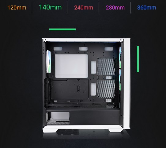 Thermaltake Divider 370 Tempered Glass Mid-Tower ARGB E-ATX Case - Snow - Desktop Overview 17