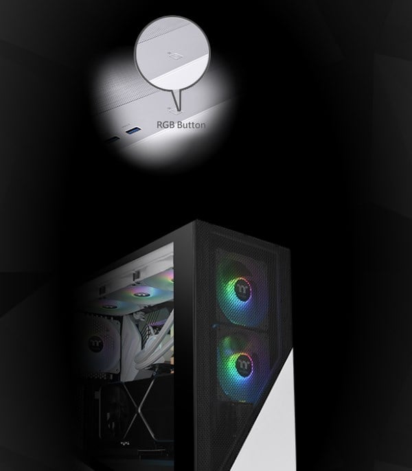 Thermaltake Divider 370 Tempered Glass Mid-Tower ARGB E-ATX Case - Snow - Desktop Overview 4