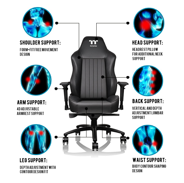 Thermaltake X Comfort TT Premium Edition Gaming Chair - Black - Desktop Overview 3