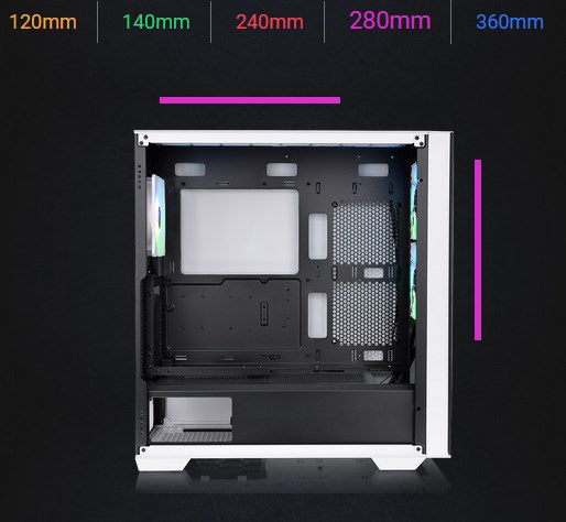 Thermaltake Divider 370 Tempered Glass Mid-Tower ARGB E-ATX Case - Snow - Desktop Overview 19