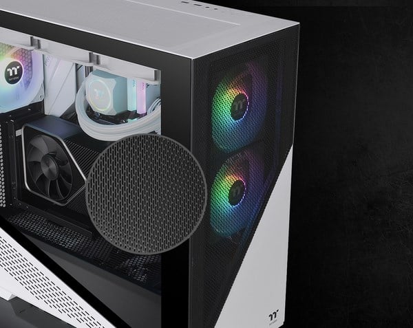 Thermaltake Divider 370 Tempered Glass Mid-Tower ARGB E-ATX Case - Snow - Desktop Overview 3