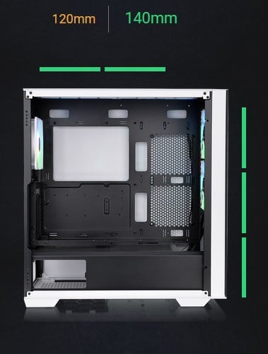 Thermaltake Divider 370 Tempered Glass Mid-Tower ARGB E-ATX Case - Snow - Desktop Overview 15