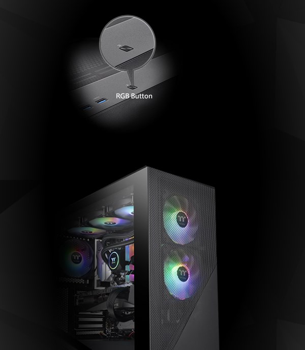 Thermaltake Divider 370 Tempered Glass Mid-Tower ARGB E-ATX Case - Black - Desktop Overview 4
