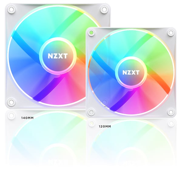 NZXT F140 140mm RGB Core Case Fan with RGB Controller- Twin (Black) - Desktop Overview 1