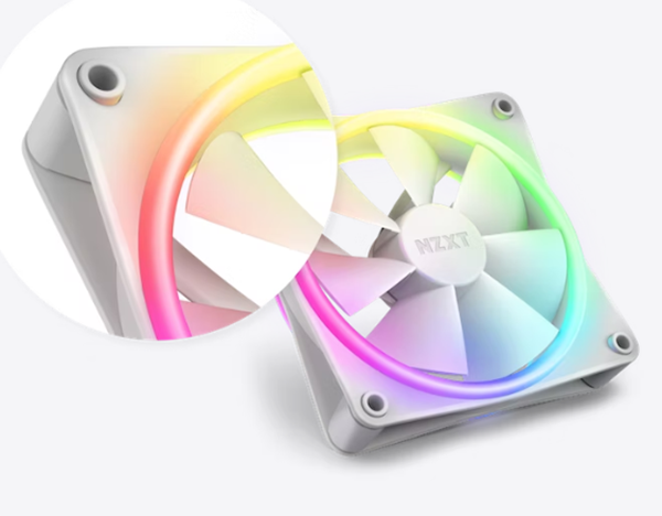 NZXT F120 120mm RGB Duo Dual-Sided RGB Case Fan - Single (White) - Desktop Overview 5
