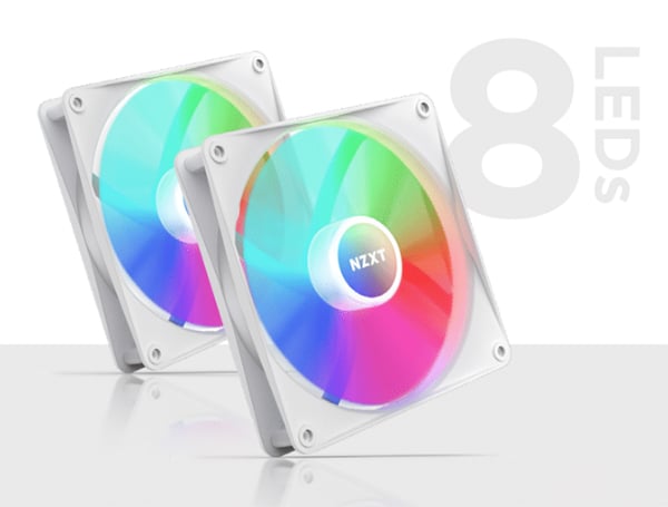 NZXT F140 140mm RGB Core Case Fan with RGB Controller- Twin (White) - Desktop Overview 2