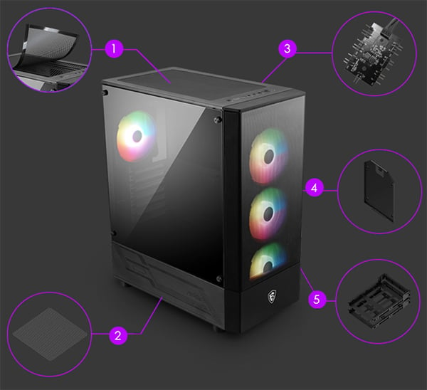 MSI MAG FORGE 112R Tempered Glass Mid-Tower ATX Case - Desktop Overview 10