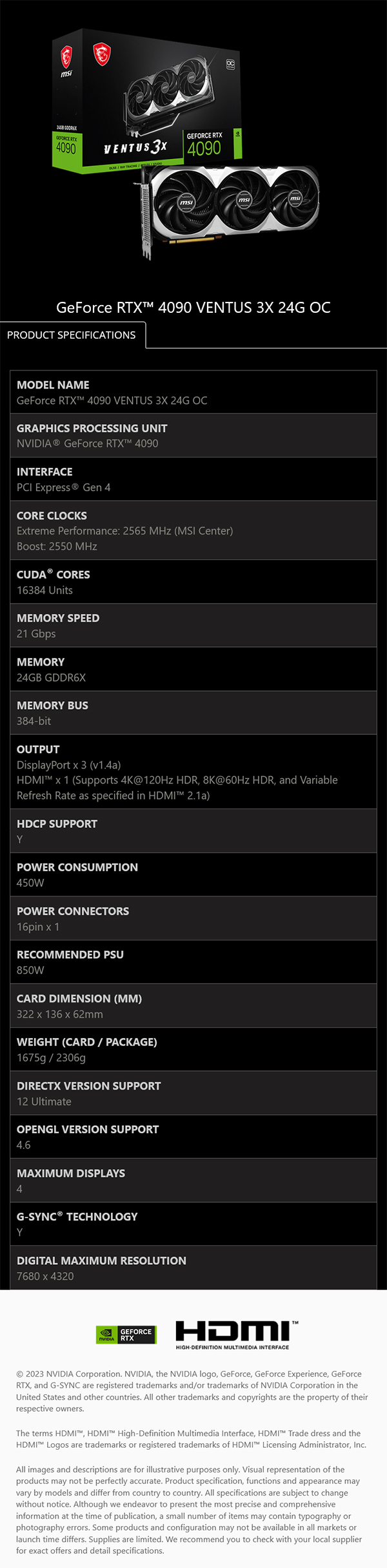 MSI GeForce RTX 4090 Ventus 3X OC 24GB Video Card - Desktop Overview 8