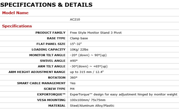 Aavara Single Aluminium Monitor Stand 15"-32" - Silver - Overview 1
