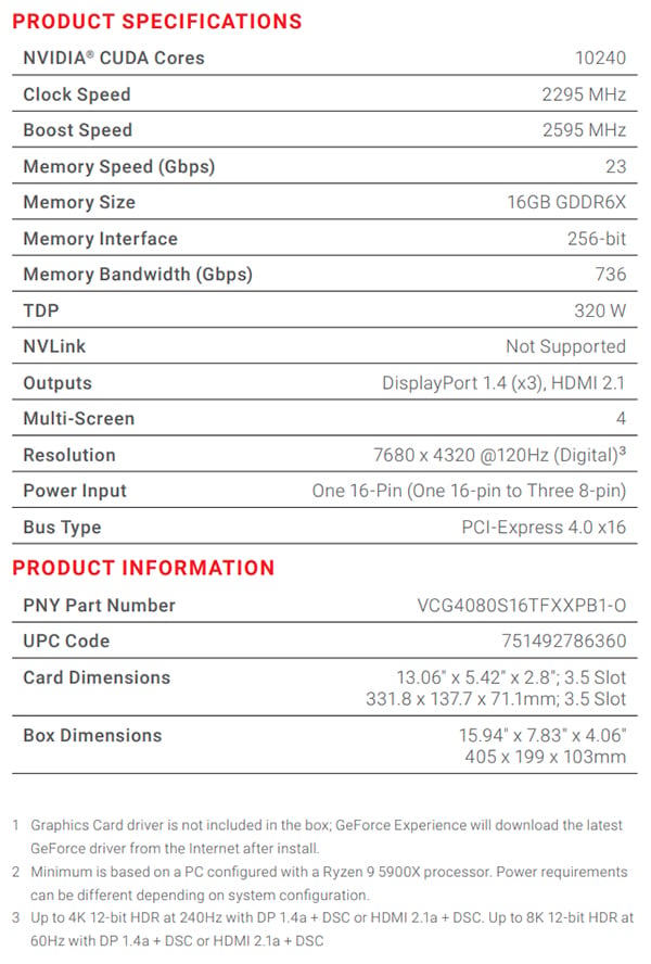 PNY GeForce RTX 4080 Super XLR8 Gaming VERTO EPIC-X RGB 16GB Video Card