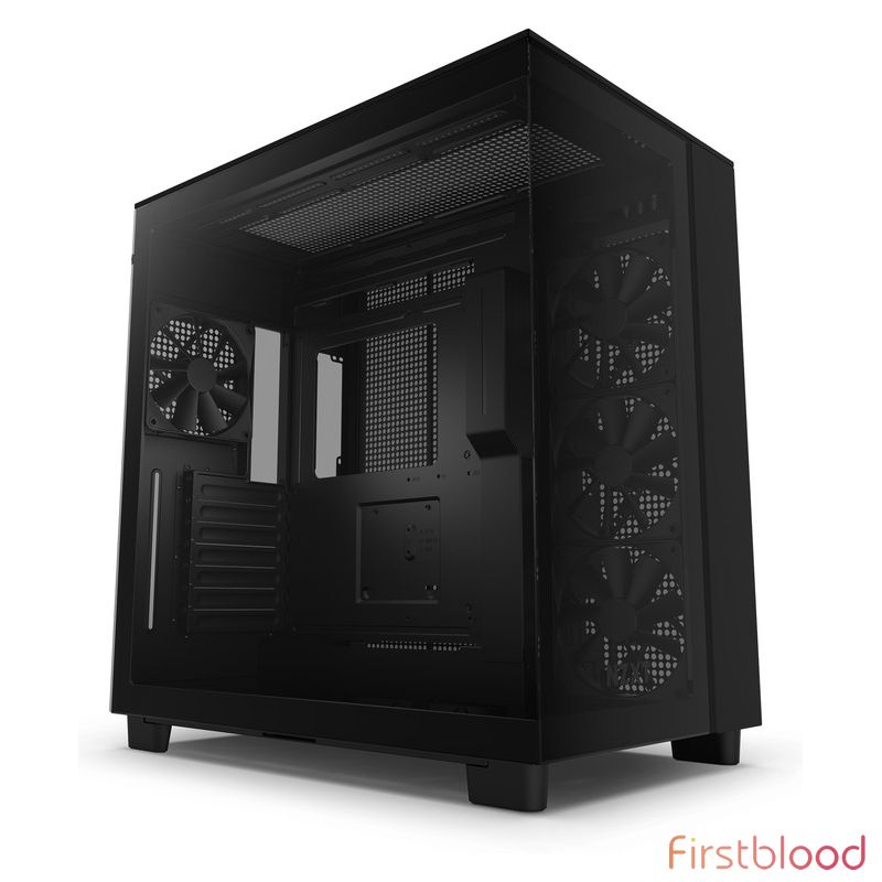NZXT H9 Flow Edition Tempered Glass Mid-Tower ATX Case - Black