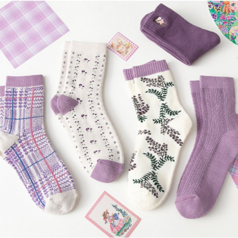 【冬款加厚】【紫色系】不掉毛的毛圈袜子 超保暖