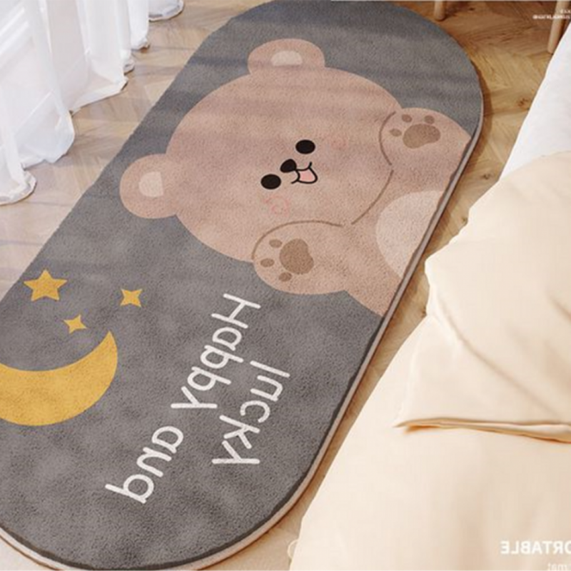 可爱卡通地垫卧室床边床头毯长条小尺寸地板垫ins风地毯 开心熊