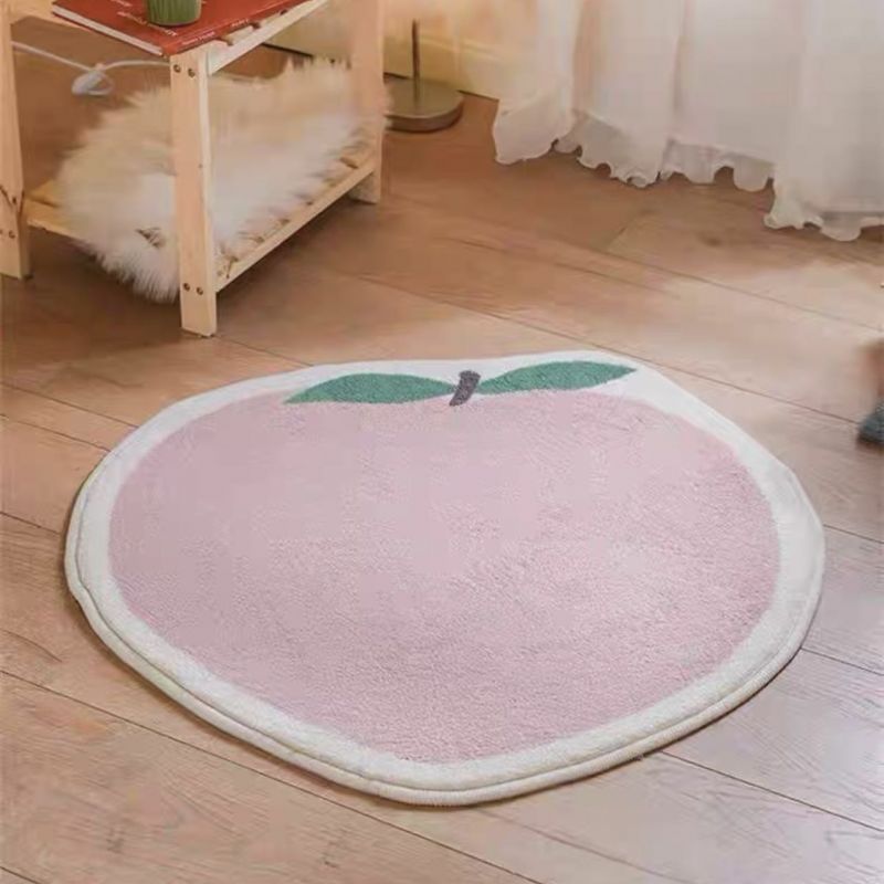 仿羊羔绒异形可爱地毯 桃子