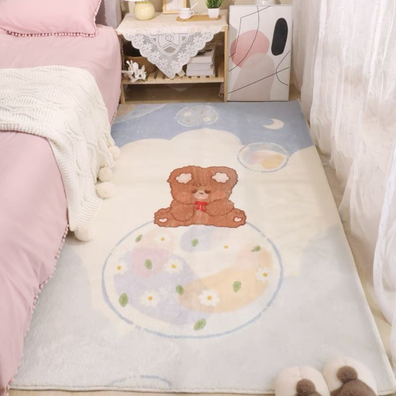 地毯卧室少女ins风床边地毯房间可爱短毛卡通小地垫 泡泡熊