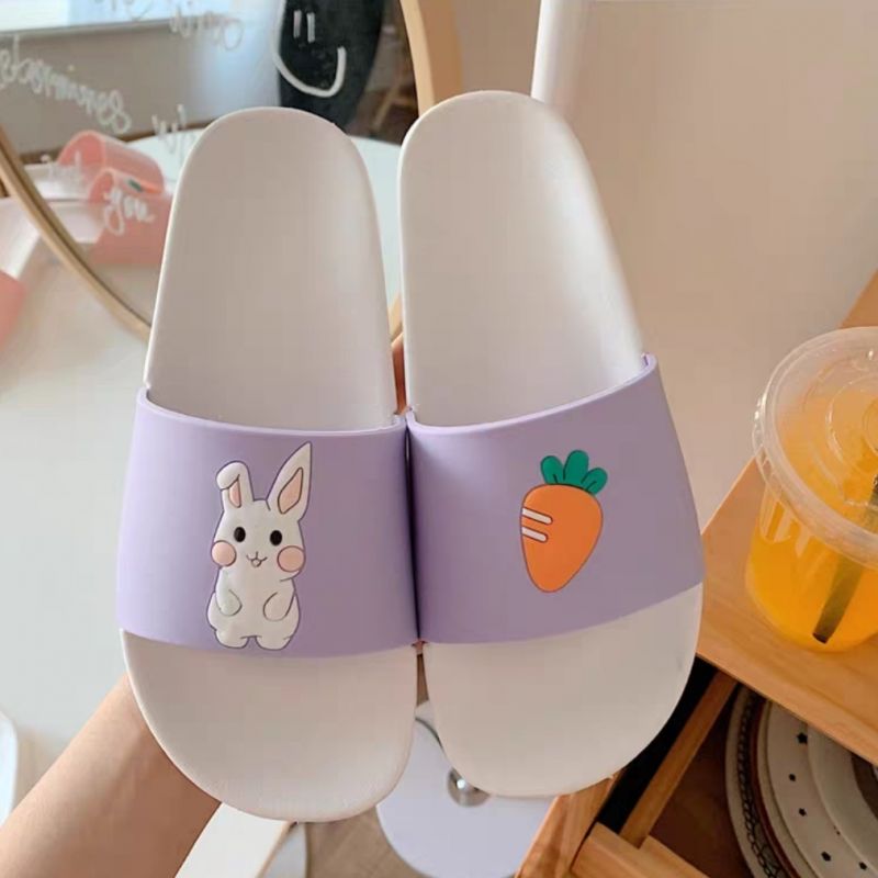 可爱防水防滑超软塑料拖鞋 小兔子紫色