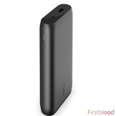 Belkin BOOST 充电宝 5K (12W USB-A port) - 黑色(BPB004btBK),6 in./15cm USB-C to USB-A cable included,USB-C port recharges faster