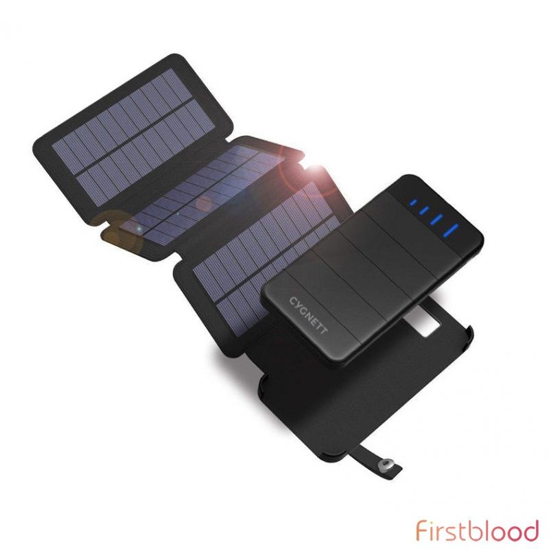 Cygnett ChargeUp Explorer 8K mAh 充电宝带太阳能电池板 - 黑色 ， 可拆卸太阳能电池板， 双充电 （2 x USB-A）