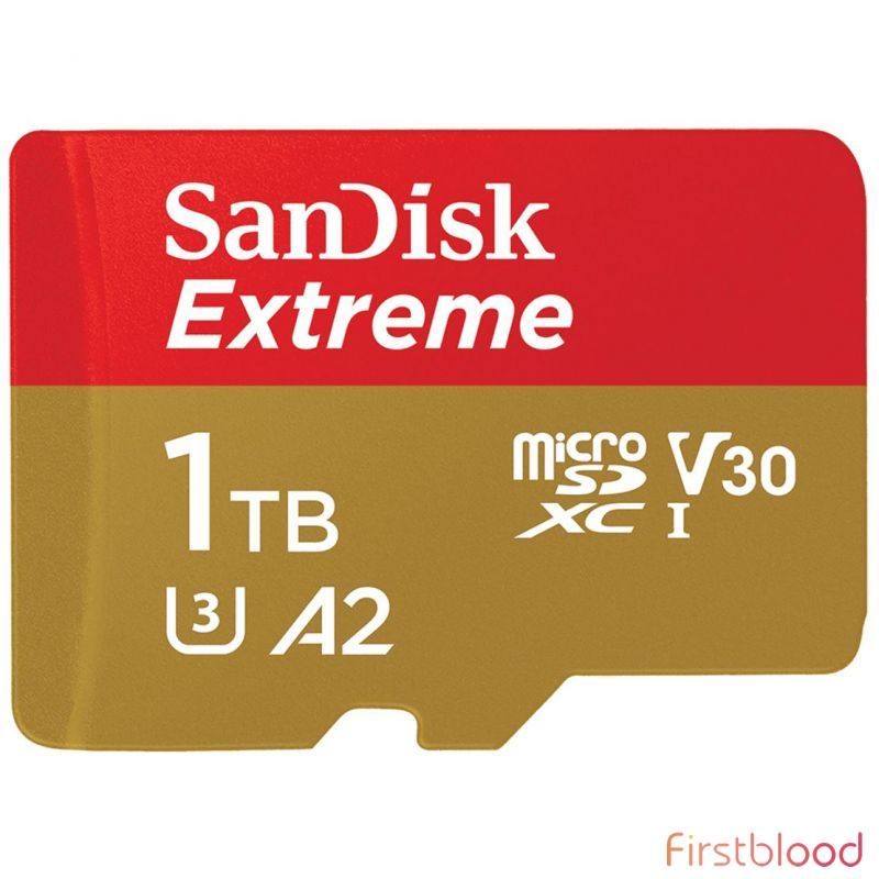闪迪 Extreme 1TB MicroSD TF卡 SDHC SQXAF V30 U3 C10 A1 UHS-1 160MB/s R 90MB/s W 带SD适配器