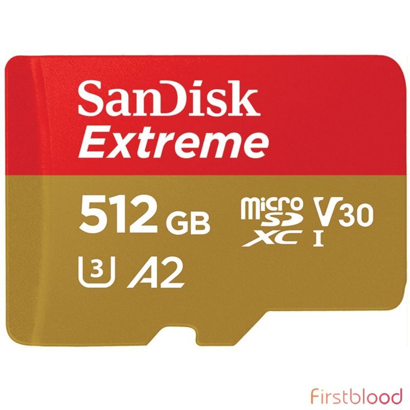 闪迪 Extreme 512GB MicroSD TF卡 SDHC SQXAF V30 U3 C10 A1 UHS-1 160MB/s R 90MB/s W 带SD适配器
