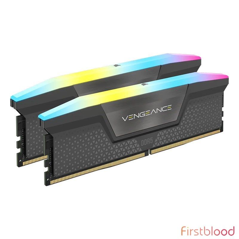 海盗船 Vengeance RGB 64GB (2x32GB) DDR5 5200MHz AMD 台式机内存 - Cool Grey