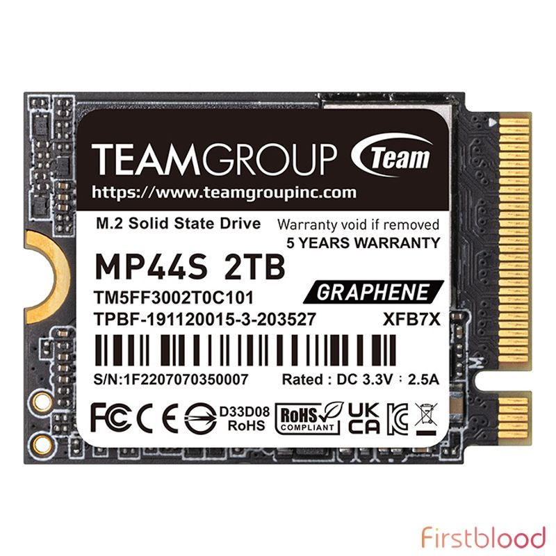 Team MP44S 2TB PCIe 4.0 NVMe M.2 2230 SSD 支持Steam Deck