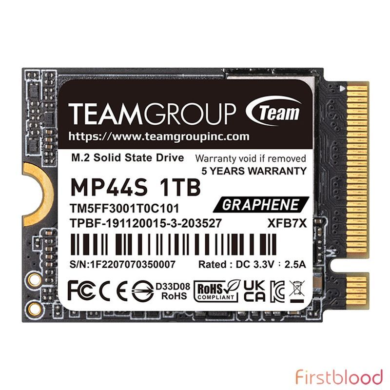 Team MP44S 1TB PCIe 4.0 NVMe M.2 2230 SSD 支持Steam Deck
