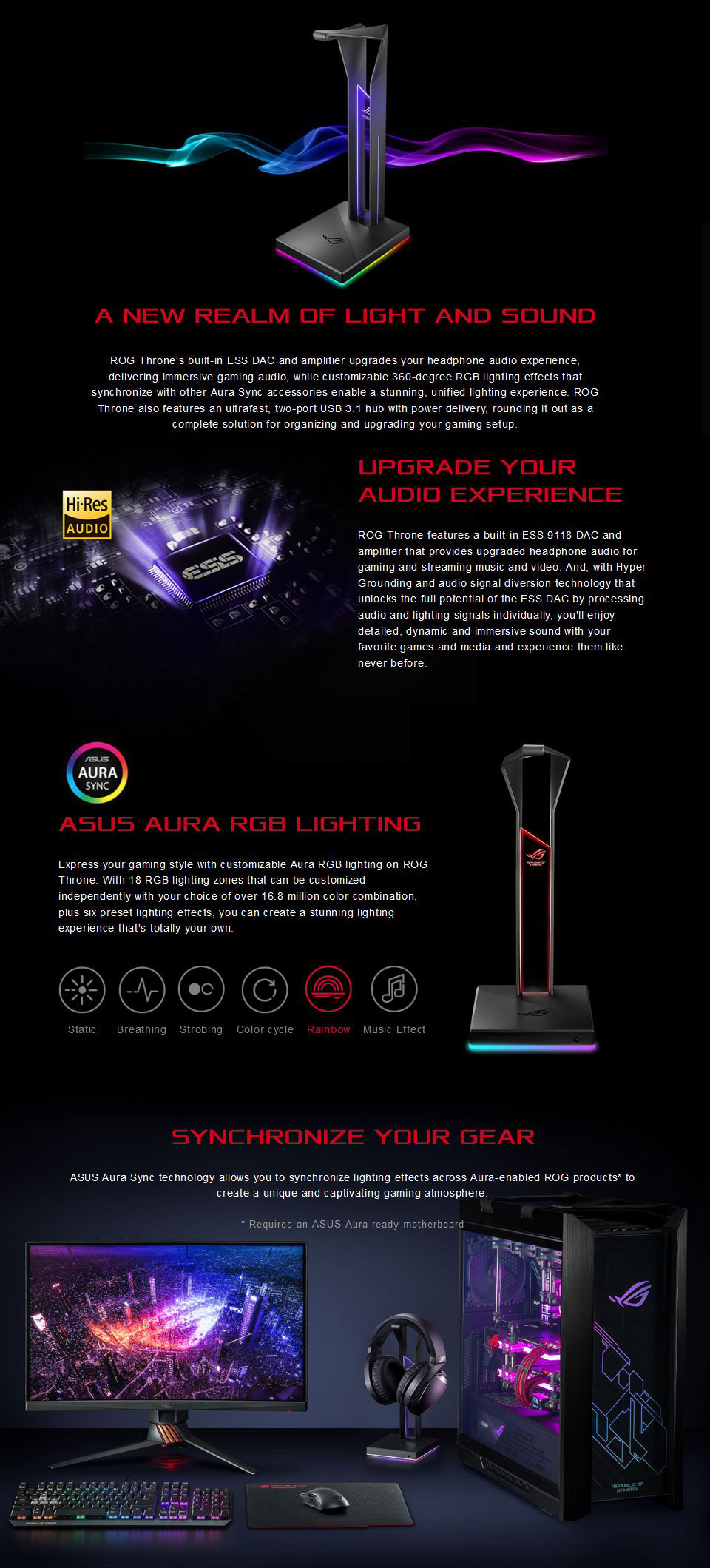 ASUS ROG Throne RGB Headset Stand features