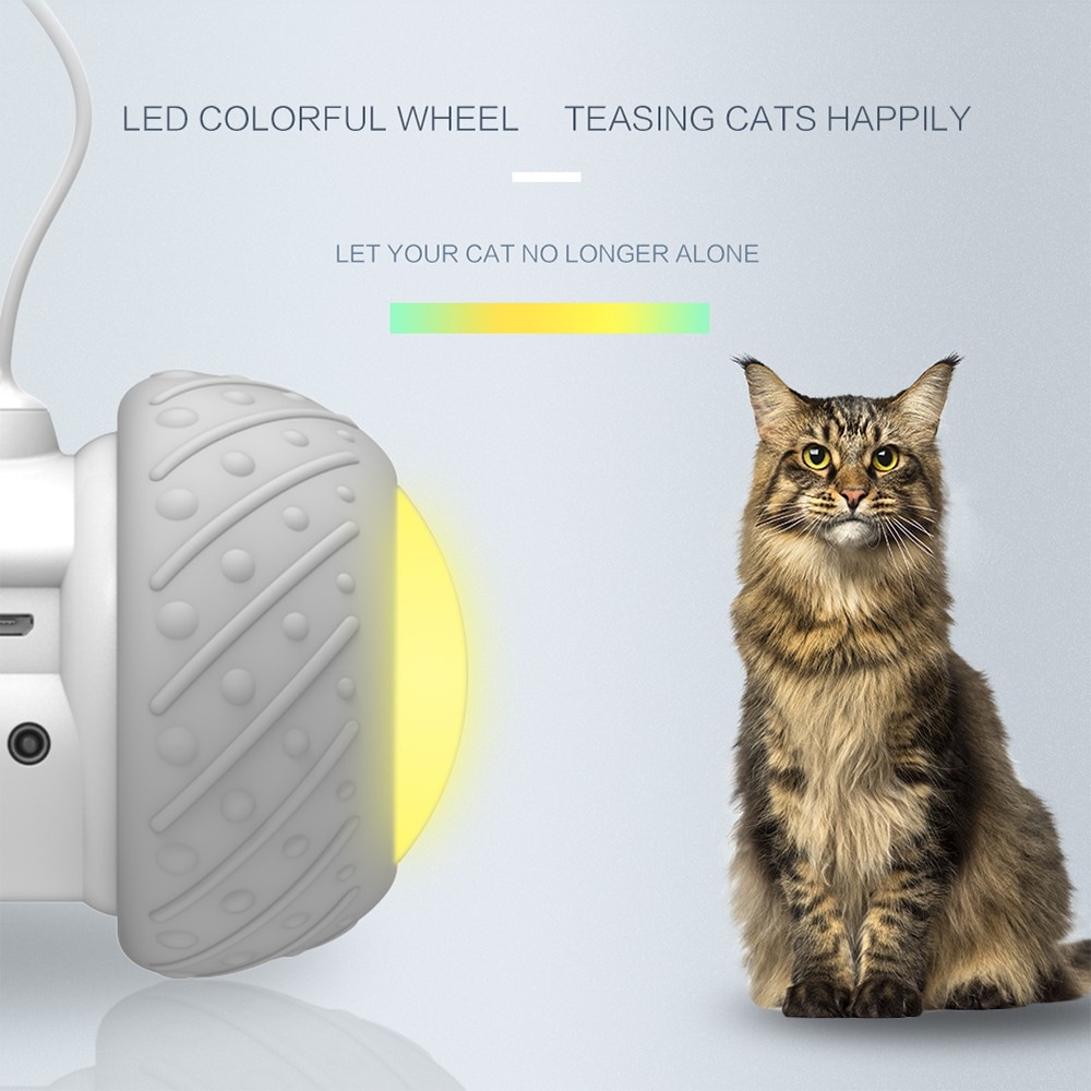 BENTOPAL P03 Smart Electronic Cat Toy Car Automatic Sensing Obstacles LED Wheel  - Gray Cloud