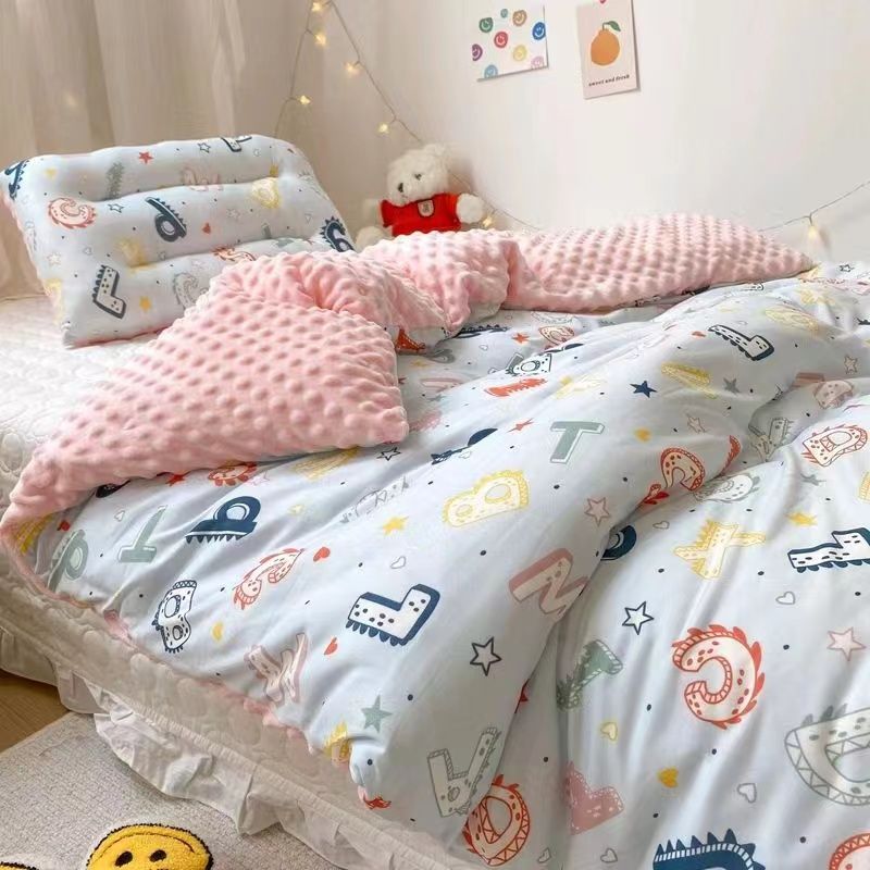 【被子+毯子二合一】针织棉豆豆毯婴儿级别安抚午睡被单人床可用【小恐龙】